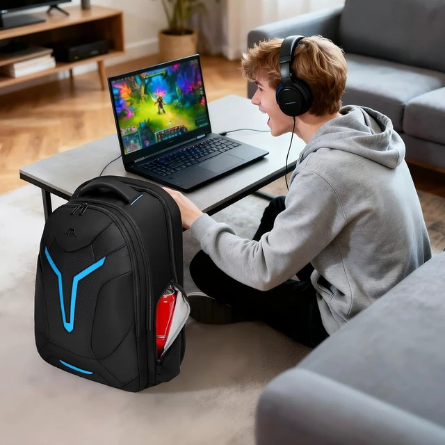 Alt view image 2 of 7 - 18-Inch Gaming Laptop Backpack with Thick Padded Compartment