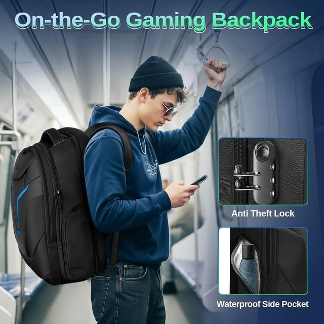Alt view image 6 of 7 - 18-Inch Gaming Laptop Backpack with Thick Padded Compartment