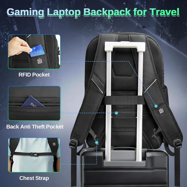 Alt view image 7 of 7 - 18-Inch Gaming Laptop Backpack with Thick Padded Compartment