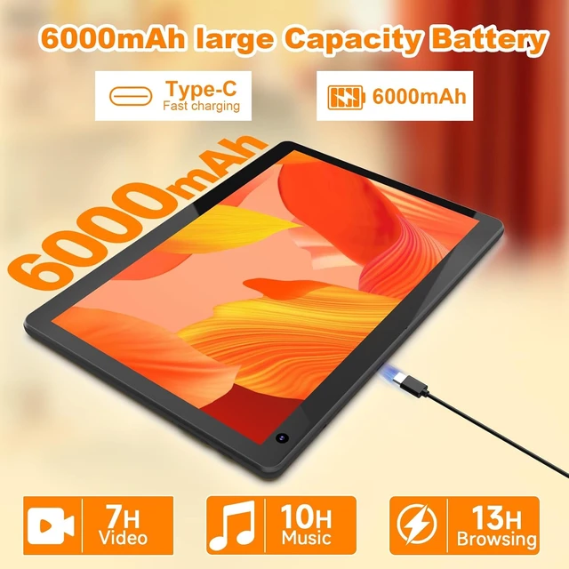 Alt view image 5 of 7 - 10-Inch Android 15 2-in-1 Tablet with Keyboard 8GB RAM + 32GB ROM, 1TB Expandable, Quad-Core CPU, HD Screen, BT, WiFi, with Case, Mouse & Stylus, Black