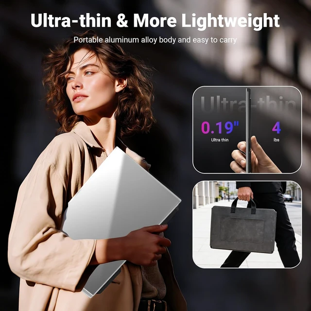 Alt view image 7 of 7 - 15.6" One-Cable Laptop Screen Extender Ultra-Thin 1080P FHD Triple Portable Monitor for 1317.3" Laptops, USB-C/USB-A, for Mac/Windows/Android (Driver Required)