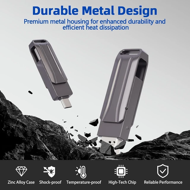 Alt view image 6 of 7 - 512GB Dual USB-A & Type-C Flash Drive Thumb Drive