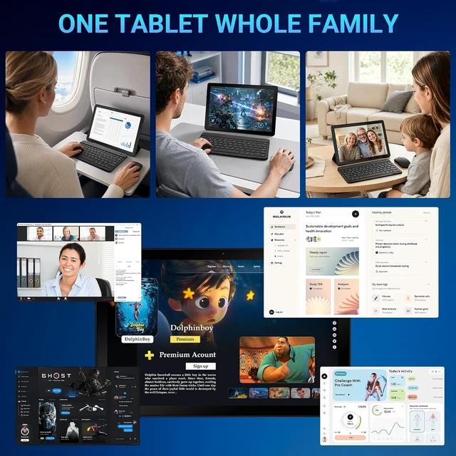 Alt view image 6 of 7 - 10-Inch Android 16 Tablet, 24GB RAM 64GB ROM 1TB 1280x800 HD IPS, Fast WiFi 6, BT 5.4, 6000mAh, Dual Cameras, GMS, with Keyboard for Work & Entertainment, Black