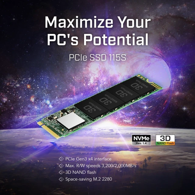 Alt view image 2 of 7 - 500GB MTE115S M.2 2280 PCIe 3.0 SSD 3000MB/s, Low Power