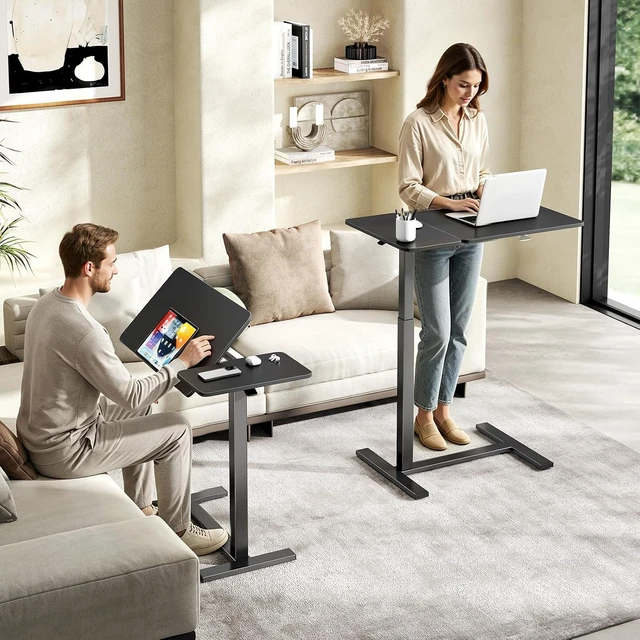 Alt view image 2 of 7 - Rolling Standing Desk with Wheels Laptop & Overbed Table