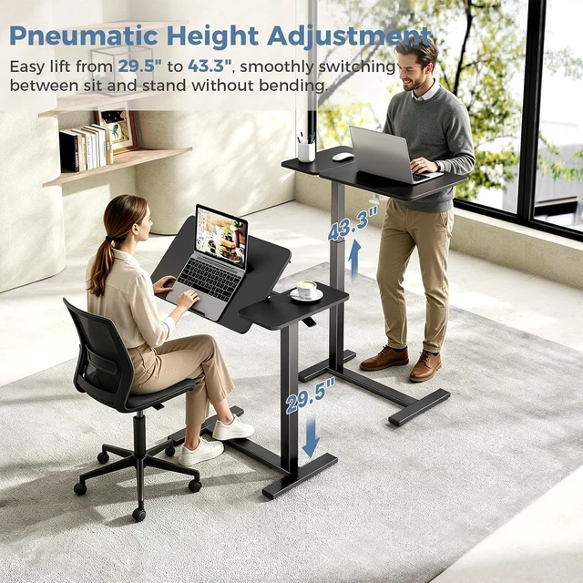 Alt view image 4 of 7 - Rolling Standing Desk with Wheels Laptop & Overbed Table