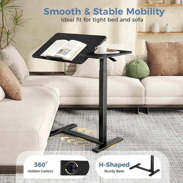 Alt view image 6 of 7 - Rolling Standing Desk with Wheels Laptop & Overbed Table