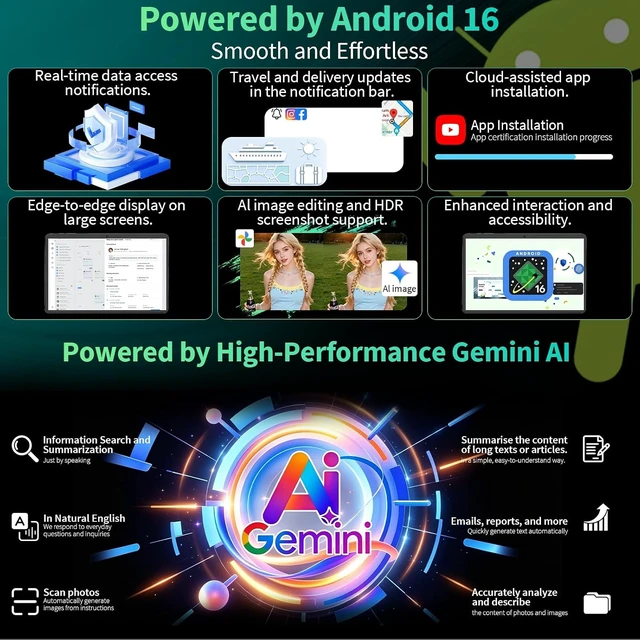 Alt view image 3 of 7 - Android 16 Tablet with Keyboard 26GB + 256GB + 2TB, Octa-Core (Silver Case)