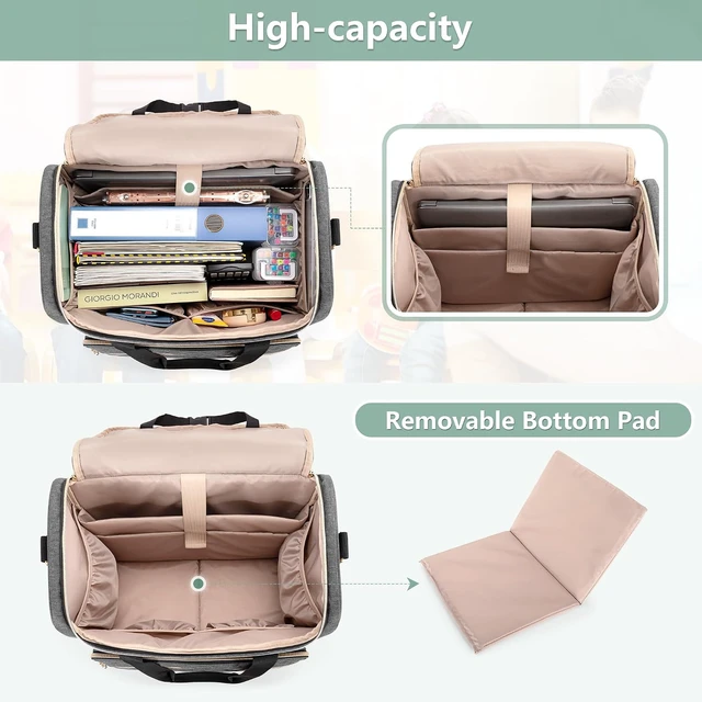 Alt view image 3 of 7 - Rolling Teacher Bag with Wheels & 15.6" Laptop Compartment, Gray