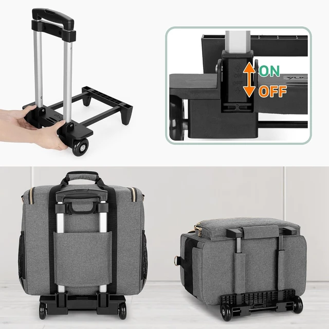 Alt view image 4 of 7 - Rolling Teacher Bag with Wheels & 15.6" Laptop Compartment, Gray