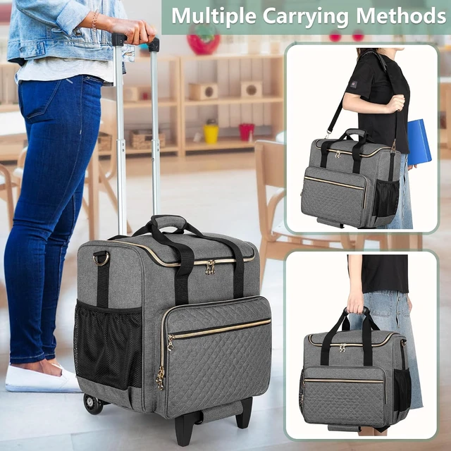 Alt view image 5 of 7 - Rolling Teacher Bag with Wheels & 15.6" Laptop Compartment, Gray