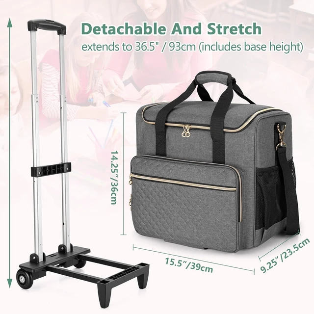 Alt view image 6 of 7 - Rolling Teacher Bag with Wheels & 15.6" Laptop Compartment, Gray