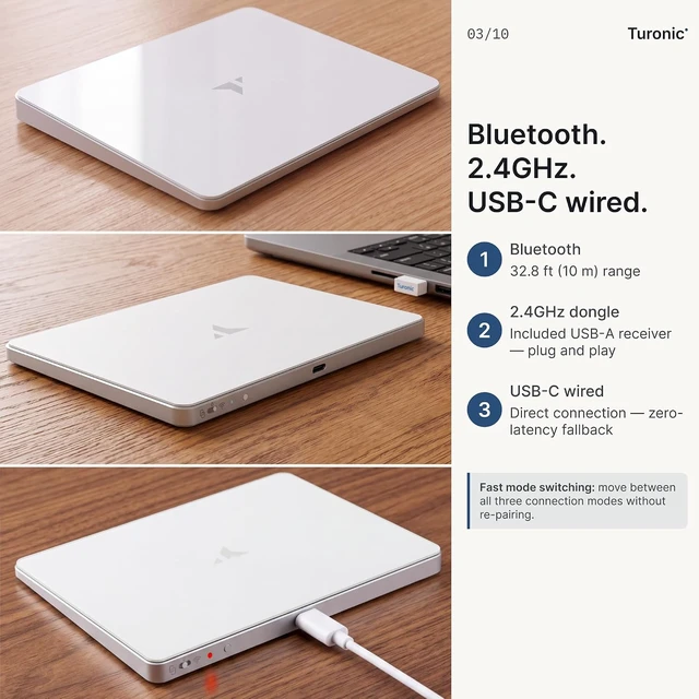 Alt view image 4 of 7 - TP1 Wireless Touchpad Bluetooth 2.4GHz, Compatible with Windows