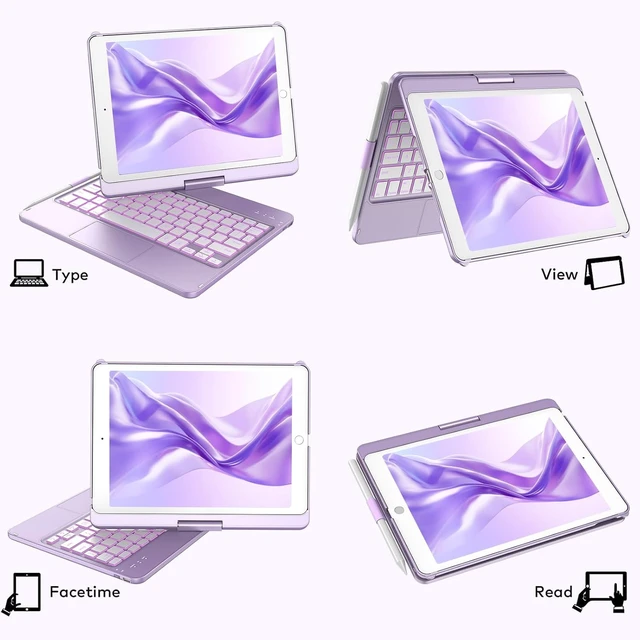 Alt view image 4 of 7 - Touchpad Keyboard Case for iPad 9th/8th/7th Gen, Light Purple