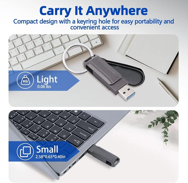 Alt view image 7 of 7 - 512GB Dual USB-A & Type-C Flash Drive Thumb Drive