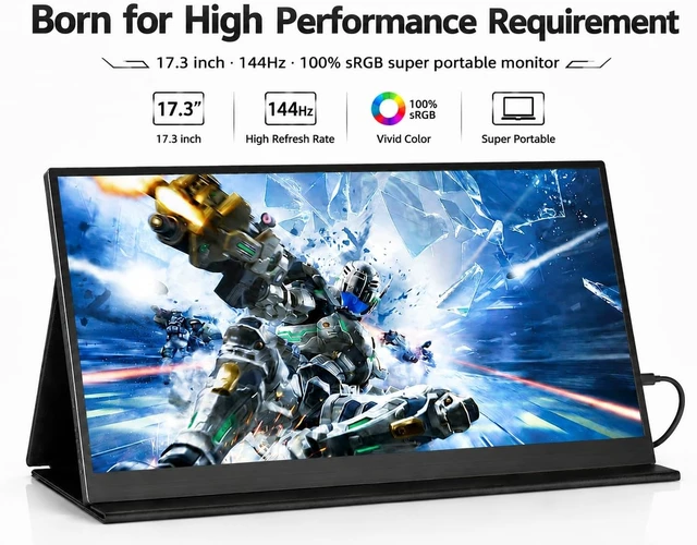 Alt view image 4 of 7 - 17.3" 144Hz 1080P FHD Portable Gaming Monitor USB-C/HDMI, HDR IPS, Laptop Screen Extender with Smart Cover & Speakers for PC, Mac, Phone, PS3/4/5 & Xbox