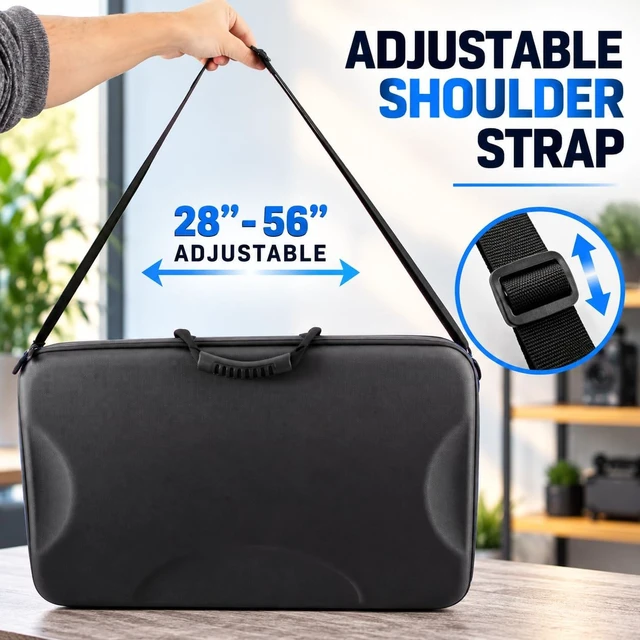 Alt view image 2 of 7 - Hard EVA Portable Monitor Travel Case for 15.6"24" Monitors Protective with Foam, Handle & Shoulder Strap for External & Second Screens