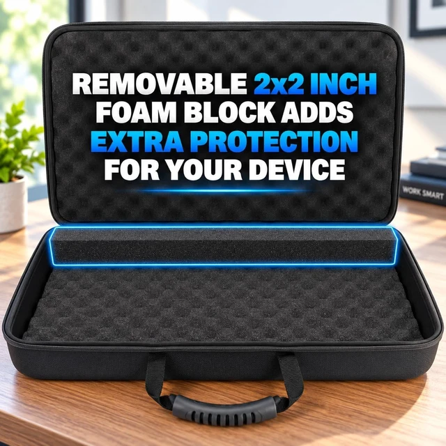 Alt view image 7 of 7 - Hard EVA Portable Monitor Travel Case for 15.6"24" Monitors Protective with Foam, Handle & Shoulder Strap for External & Second Screens