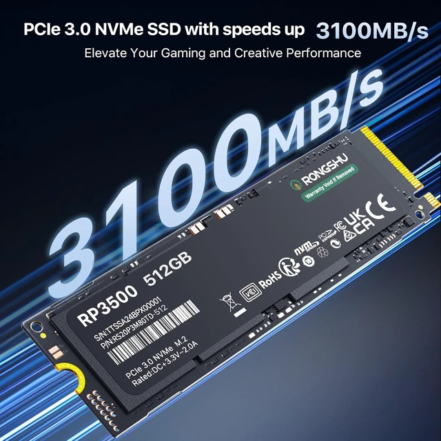 Alt view image 5 of 7 - 256GB M.2 2280 NVMe SSD PCIe Gen 3×4, Up to 3,000 MB/s Read, SLC Cache 3D NAND TLC, for Laptop & PC Desktops (RP3500)