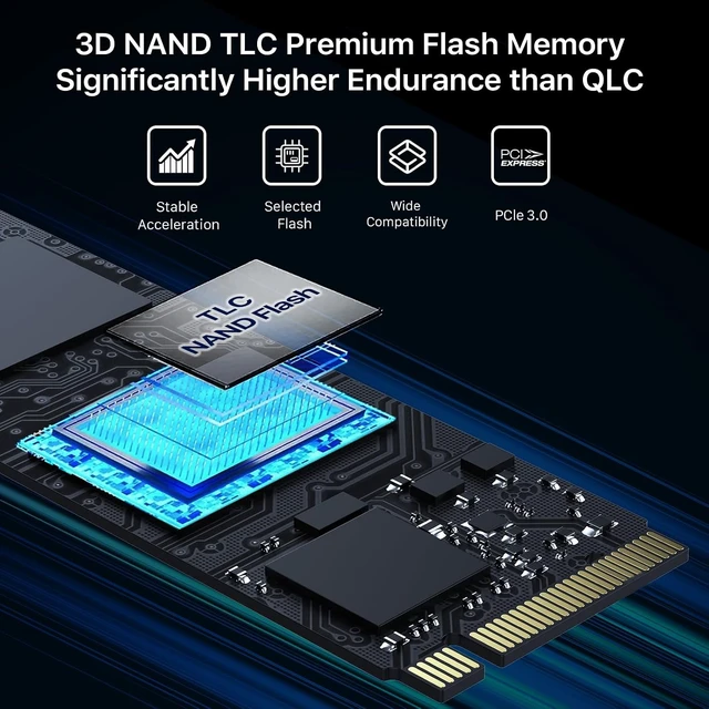 Alt view image 6 of 7 - 256GB M.2 2280 NVMe SSD PCIe Gen 3×4, Up to 3,000 MB/s Read, SLC Cache 3D NAND TLC, for Laptop & PC Desktops (RP3500)
