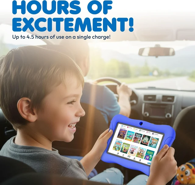 Alt view image 7 of 7 - 7" Kids Learning Tablet Bundle Headphones, Sleeve Bag, Pre-Installed Games & Educational Apps, Parental Controls, Ideal for Education, Blue