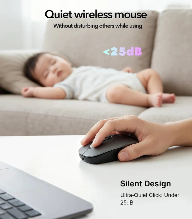 Alt view image 4 of 7 - AI Wireless Mouse with Voice-to-Text & 200+ Language Translator Bluetooth 5.0 Silent Mouse, USB-C Rechargeable, Smart AI Writing for Office & Meetings