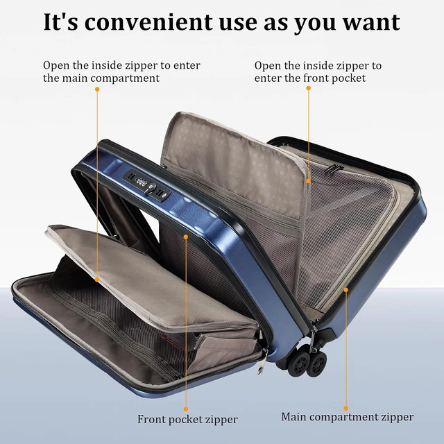 Alt view image 5 of 7 - 16" Carry-On Briefcase Luggage with 2 Laptop Compartments