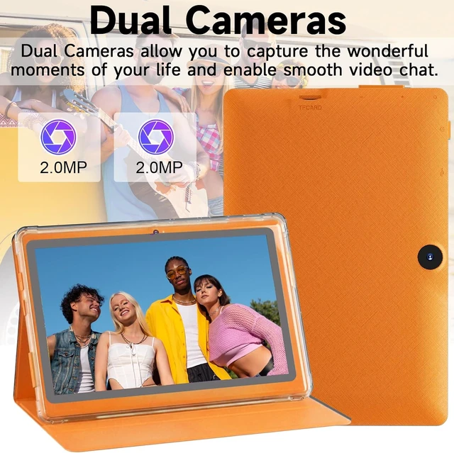 Alt view image 3 of 7 - 7-Inch Android Tablet with Protective Case 8GB RAM (3GB+5GB Expand), 32GB ROM, 1TB Expand, IPS 1024×600, Bluetooth, 2.4G+5G WiFi, GMS, Widevine L1, YouTube & Netflix (Orange)