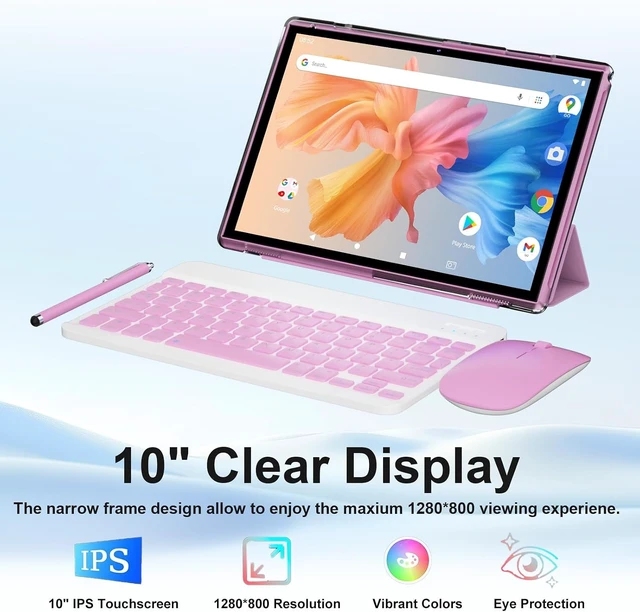 Alt view image 2 of 7 - 10-Inch Android 15 2-in-1 Tablet with Keyboard Includes Mouse, Stylus & Case, 8GB RAM 32GB ROM, 1TB Expandable, 6000mAh, Dual Camera, 5G WiFi-6, Bluetooth
