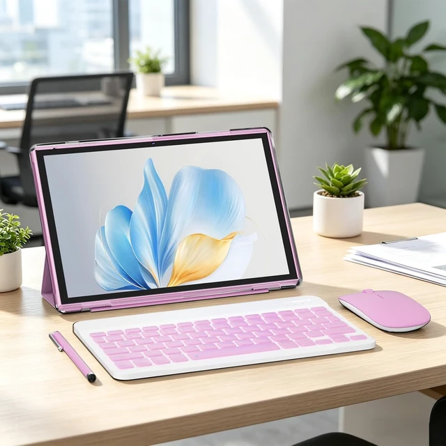 Alt view image 7 of 7 - 10-Inch Android 15 2-in-1 Tablet with Keyboard Includes Mouse, Stylus & Case, 8GB RAM 32GB ROM, 1TB Expandable, 6000mAh, Dual Camera, 5G WiFi-6, Bluetooth