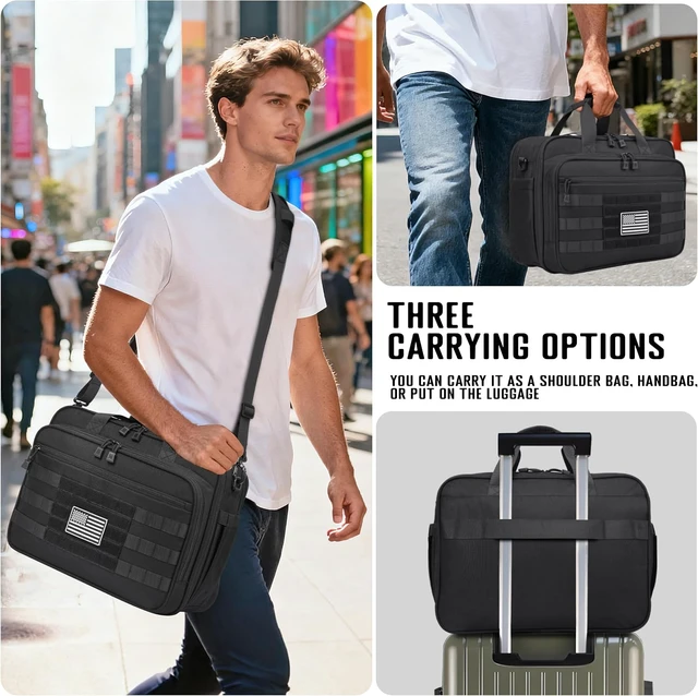 Alt view image 2 of 7 - 17.3-Inch Tactical Messenger Laptop Bag Large Military Briefcase for Men, Computer Work Office Bag with YKK Zippers
