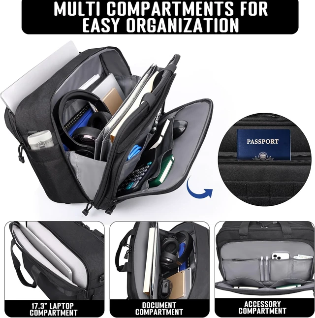 Alt view image 3 of 7 - 17.3-Inch Tactical Messenger Laptop Bag Large Military Briefcase for Men, Computer Work Office Bag with YKK Zippers