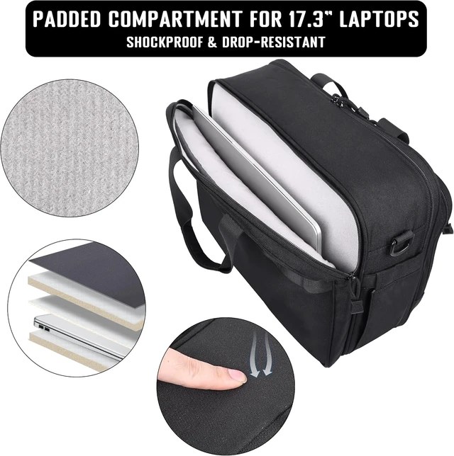 Alt view image 4 of 7 - 17.3-Inch Tactical Messenger Laptop Bag Large Military Briefcase for Men, Computer Work Office Bag with YKK Zippers