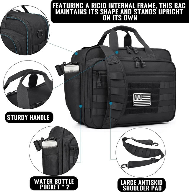 Alt view image 6 of 7 - 17.3-Inch Tactical Messenger Laptop Bag Large Military Briefcase for Men, Computer Work Office Bag with YKK Zippers
