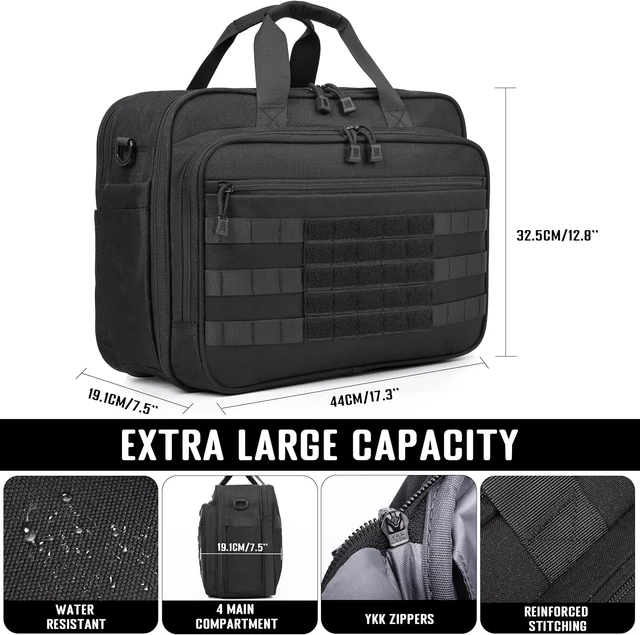 Alt view image 7 of 7 - 17.3-Inch Tactical Messenger Laptop Bag Large Military Briefcase for Men, Computer Work Office Bag with YKK Zippers