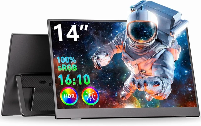 Main image of 14" FHD 1080P Portable Monitor Ultra-Slim with Built-in 180° Adjustable Stand, Second Screen for Laptop, Desktop, Tablet, Phone, Xbox & PS4/PS5