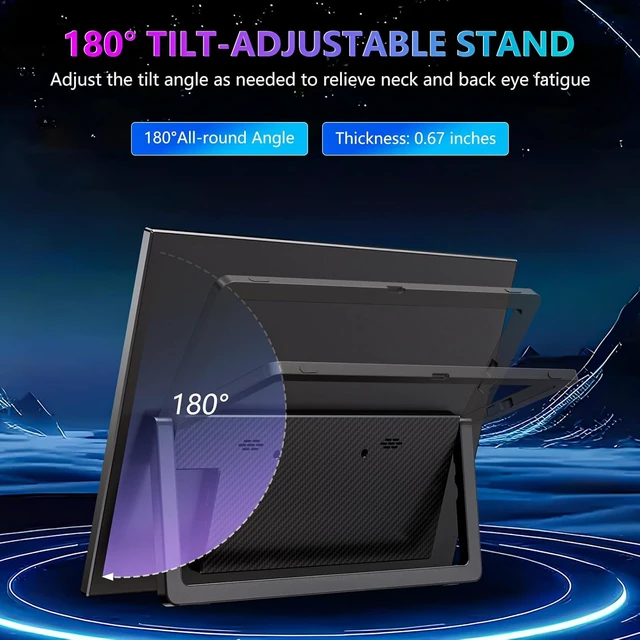 Alt view image 3 of 7 - 14" FHD 1080P Portable Monitor Ultra-Slim with Built-in 180° Adjustable Stand, Second Screen for Laptop, Desktop, Tablet, Phone, Xbox & PS4/PS5