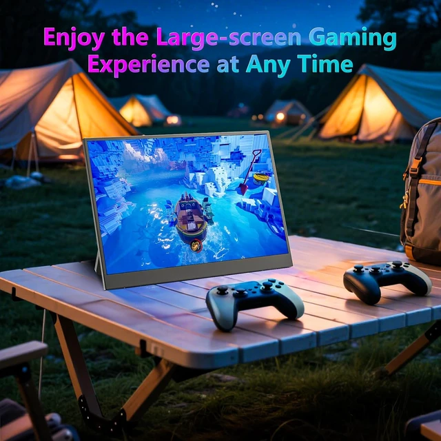 Alt view image 7 of 7 - 14" FHD 1080P Portable Monitor Ultra-Slim with Built-in 180° Adjustable Stand, Second Screen for Laptop, Desktop, Tablet, Phone, Xbox & PS4/PS5