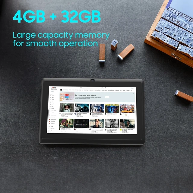 Alt view image 2 of 7 - 10-Inch Android Tablet, 6GB RAM + 32GB ROM, 1TB Expand 1280×800 IPS Touch Screen, 1.8GHz Quad-Core, WiFi Bluetooth, 8MP Camera, 6000mAh Battery