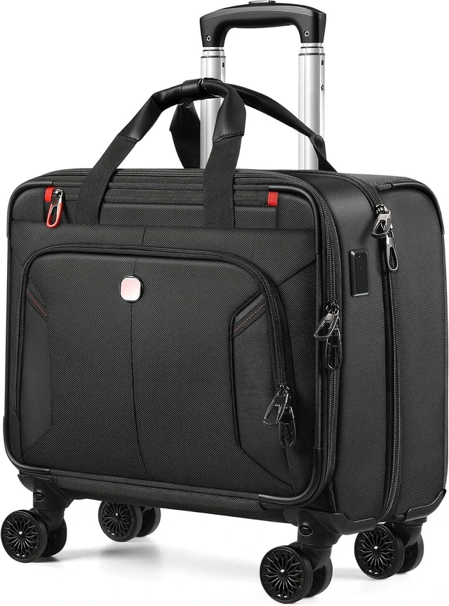 Main image of Water-Resistant Rolling Laptop Bag with Wheels Rigid Frame, USB & Type-C Charging Port, for 17.3-Inch Laptop, Work Travel & Business
