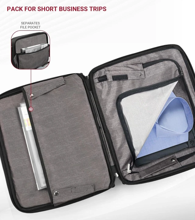 Alt view image 4 of 7 - Water-Resistant Rolling Laptop Bag with Wheels Rigid Frame, USB & Type-C Charging Port, for 17.3-Inch Laptop, Work Travel & Business