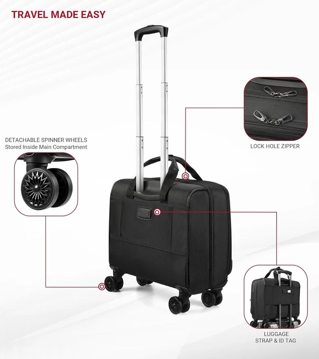 Alt view image 5 of 7 - Water-Resistant Rolling Laptop Bag with Wheels Rigid Frame, USB & Type-C Charging Port, for 17.3-Inch Laptop, Work Travel & Business