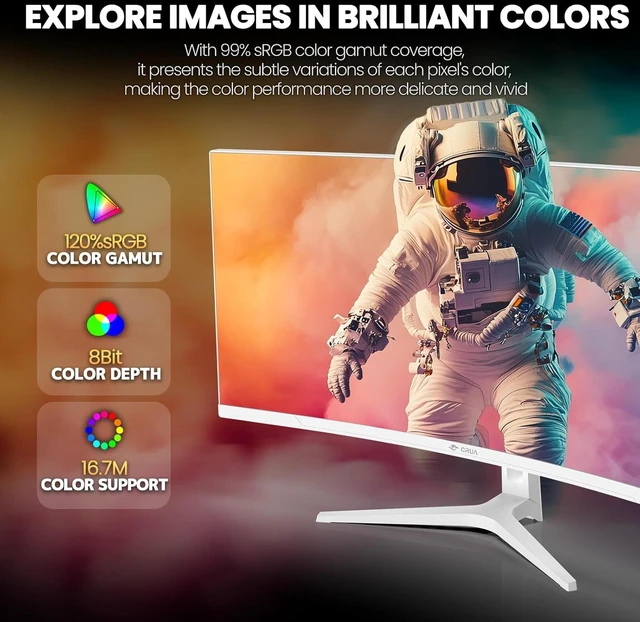Alt view image 3 of 7 - 34" WQHD 120Hz Ultrawide Curved Gaming Monitor 1500R, FreeSync, White