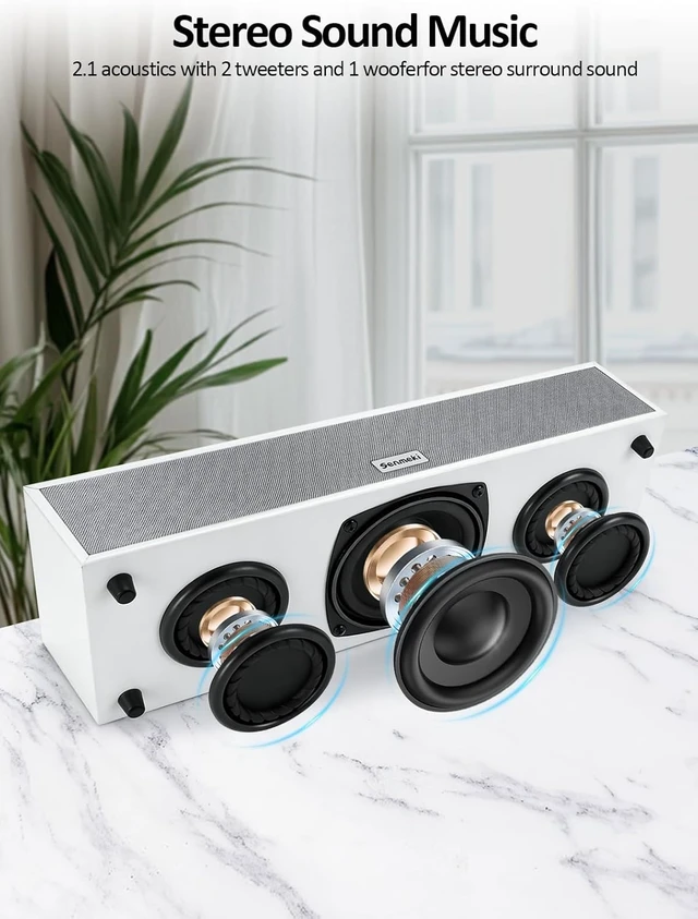 Alt view image 2 of 6 - 2.1 USB-Powered Computer Speakers with Subwoofer Bluetooth 5.0 & RCA Input for Desktop, Laptops, Phonograph, Phones & Tablets (K03) (White)
