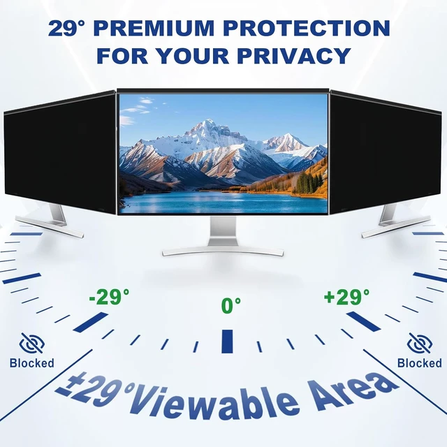Alt view image 3 of 6 - Hanging 32-Inch Computer Privacy Screen Filter Compatible with Flat 32" 16:9 Widescreen Monitors, Protects Eyes from Glare & Blue Light