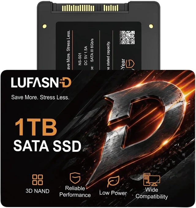 Main image of 1TB Internal SATA SSD 2.5-Inch SATA III 6Gb/s, Up to 520MB/s Read, 3D NAND Flash, for Laptop & Desktop PC