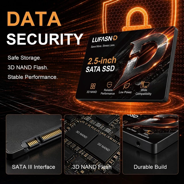 Alt view image 6 of 7 - 1TB Internal SATA SSD 2.5-Inch SATA III 6Gb/s, Up to 520MB/s Read, 3D NAND Flash, for Laptop & Desktop PC