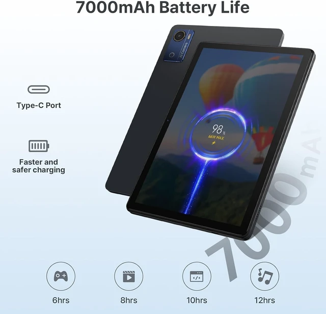 Alt view image 6 of 7 - 10.1-Inch Android 16 Tablet 12GB + 64GB, 2-in-1 with Keyboard