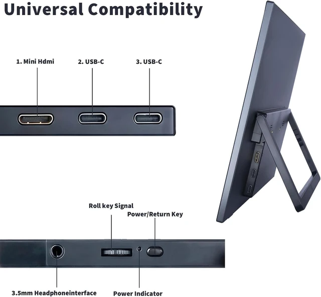 Alt view image 2 of 7 - 18.5-Inch 120Hz 1080P FHD IPS Portable Monitor Travel Second Screen for Laptop/Phone/Xbox/PS4/5, 125% sRGB, Dual Speakers, VESA & Storage Bag