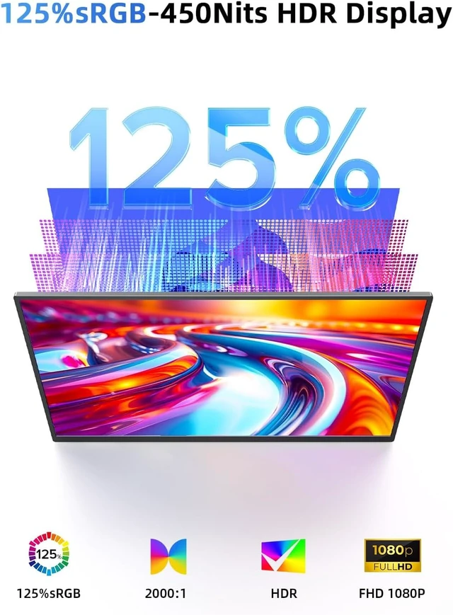 Alt view image 4 of 7 - 21.5'' 100Hz QLED Portable Gaming Monitor for Laptop Ultra-Fast IPS, 125% sRGB